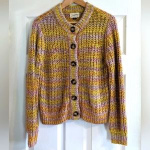 Universal Thread | NEW chunky cardigan | yellow striped, button front - size M